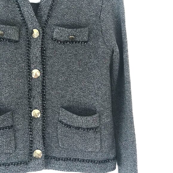BCBG Cardigan hood women XS black/grey cotton chains pockets buttons Edgy Punk - Picture 3 of 11